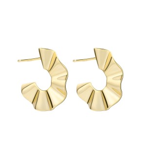 925 Sterling Silver Irregular C-Shaped Textured Earring 40400109 925 Sterling Silver Irregular C-Shaped Textured Earring 40400109