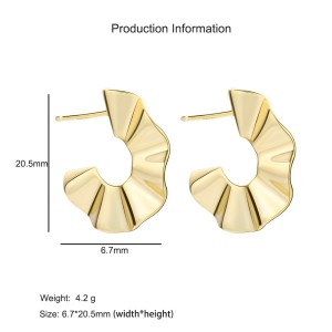 925 Sterling Silver Irregular C-Shaped Textured Earring 40400109 925 Sterling Silver Irregular C-Shaped Textured Earring 40400109