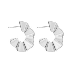 925 Sterling Silver Irregular C-Shaped Textured Earring 40400109 925 Sterling Silver Irregular C-Shaped Textured Earring 40400109