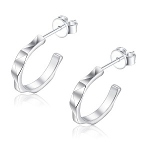 925 Sterling Silver Geometric Mirror Finish Stud Earring 40400110 925 Sterling Silver Geometric Mirror Finish Stud Earring 40400110