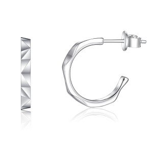 925 Sterling Silver Geometric Mirror Finish Stud Earring 40400110 925 Sterling Silver Geometric Mirror Finish Stud Earring 40400110