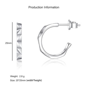 925 Sterling Silver Geometric Mirror Finish Stud Earring 40400110 925 Sterling Silver Geometric Mirror Finish Stud Earring 40400110