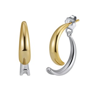 925 Sterling Silver Two-Tone Fish Tail Crossover Earring 40400111 925 Sterling Silver Two-Tone Fish Tail Crossover Earring 40400111