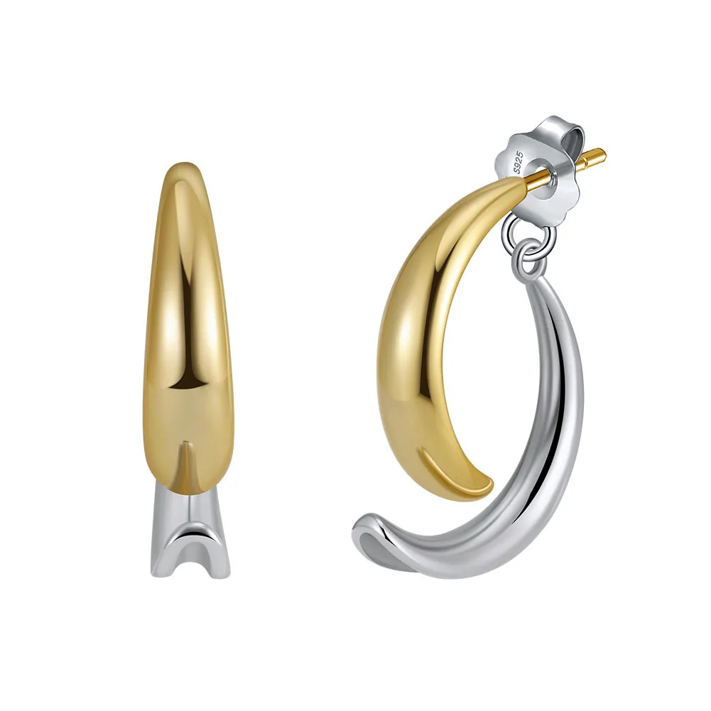 925 Sterling Silver Two-Tone Fish Tail Crossover Earring 40400111 925 Sterling Silver Two-Tone Fish Tail Crossover Earring 40400111