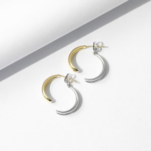 925 Sterling Silver Two-Tone Fish Tail Crossover Earring 40400111 925 Sterling Silver Two-Tone Fish Tail Crossover Earring 40400111