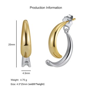 925 Sterling Silver Two-Tone Fish Tail Crossover Earring 40400111 925 Sterling Silver Two-Tone Fish Tail Crossover Earring 40400111