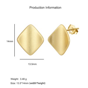 925 Sterling Silver Geometric Square Stud Earring 40400113