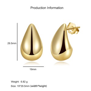 925 Sterling Silver Polished Teardrop Stud Earrings 40400114