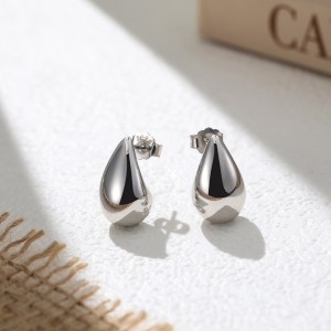 925 Sterling Silver Polished Teardrop Stud Earrings 40400114