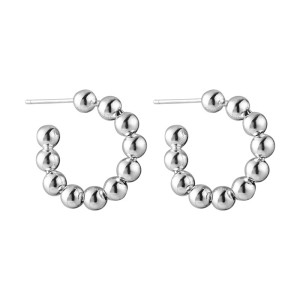 925 Sterling Silver Minimalist Ball-End C-Shape Stud Earring 40400115