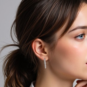 925 Sterling Silver Minimalist Ball-End C-Shape Stud Earring 40400115