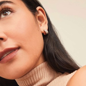 925 Sterling Silver Wide-Surface C-Shape Minimalist Stud Earring 40400118