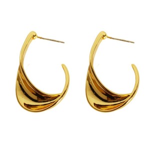 925 Sterling Silver Geometric Twisted Curve Stud Earring 40400119
