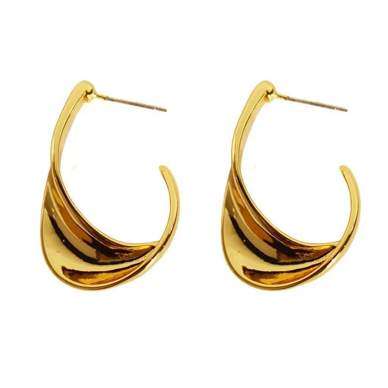 925 Sterling Silver Geometric Twisted Curve Stud Earring 40400119