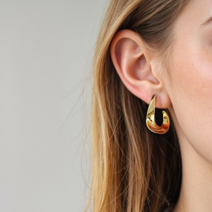 925 Sterling Silver Geometric Twisted Curve Stud Earring 40400119