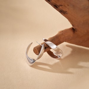 925 Sterling Silver Geometric Twisted Curve Stud Earring 40400119