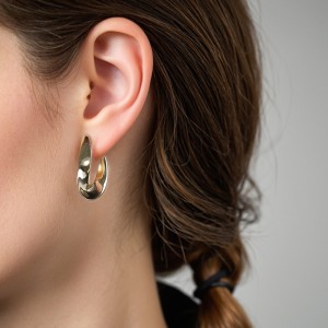 925 Sterling Silver Geometric Twisted Curve Stud Earring 40400119