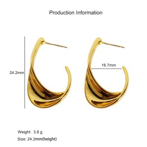 925 Sterling Silver Geometric Twisted Curve Stud Earring 40400119