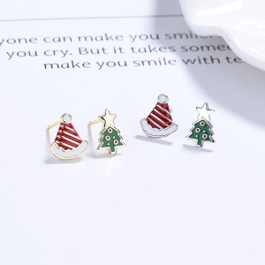 925 Sterling Silver Asymmetrical Enamel Christmas Stud Earring 40400121 925 Sterling Silver Asymmetrical Enamel Christmas Stud Earring 40400121