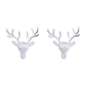 925 Sterling Silver Brushed Finish Antler Stud Earring 40400122
