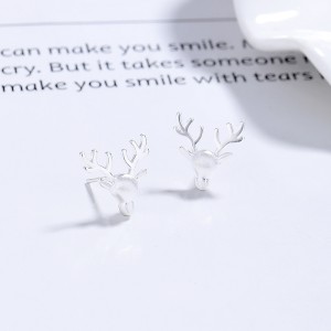 925 Sterling Silver Brushed Finish Antler Stud Earring 40400122
