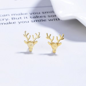 925 Sterling Silver Brushed Finish Antler Stud Earring 40400122