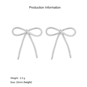 925 Sterling Silver Vintage Texture Bow Stud Earring 40400126 925 Sterling Silver Vintage Texture Bow Stud Earring 40400126