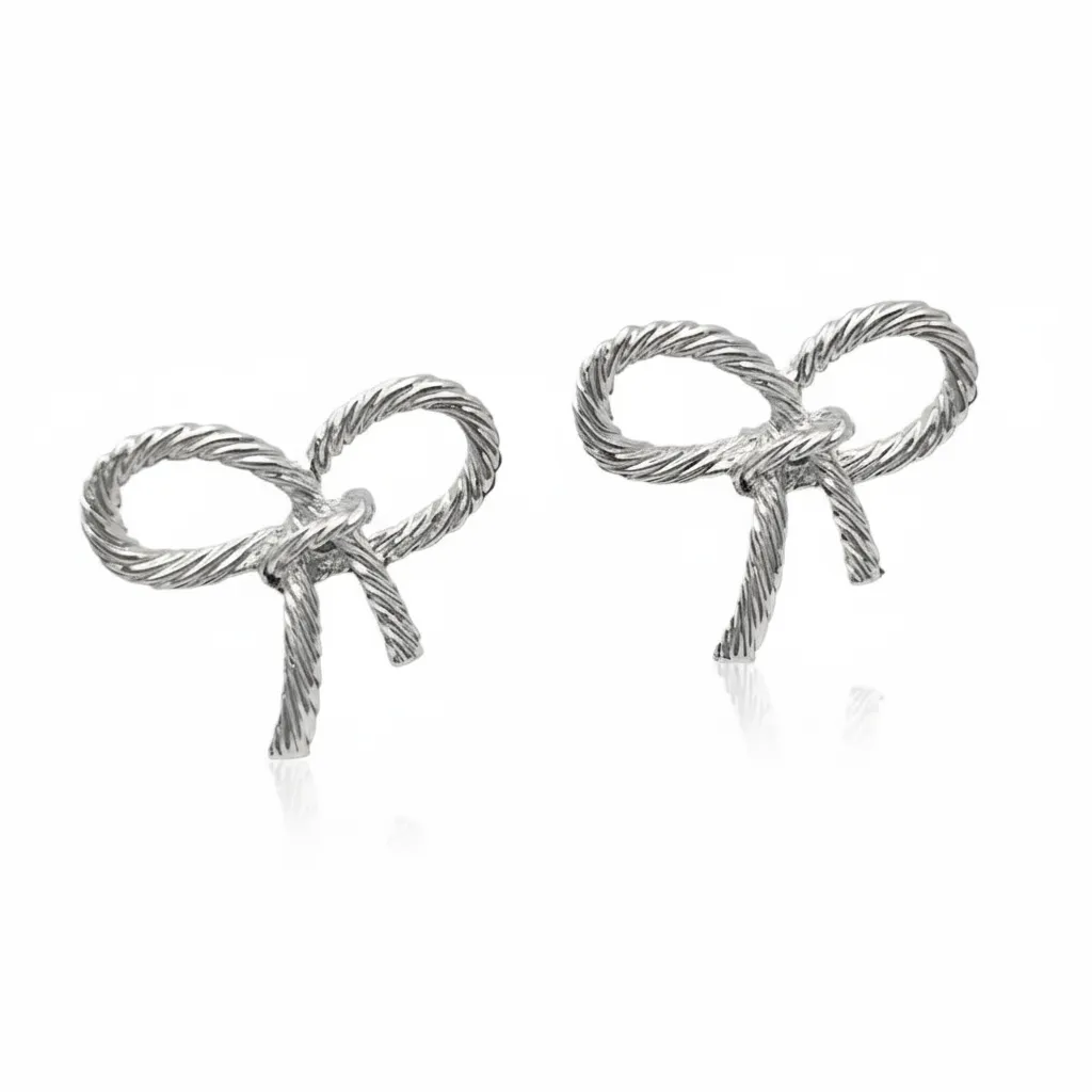 925 Sterling Silver Twisted Rope Bow Stud Earring 40400127 925 Sterling Silver Twisted Rope Bow Stud Earring 40400127