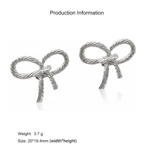 925 Sterling Silver Twisted Rope Bow Stud Earring 40400127 925 Sterling Silver Twisted Rope Bow Stud Earring 40400127