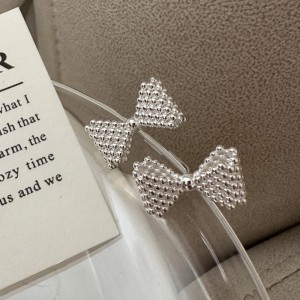 925 Sterling Silver Micro-Bead Textured Bow Stud Earring 40400130 925 Sterling Silver Micro-Bead Textured Bow Stud Earring 40400130