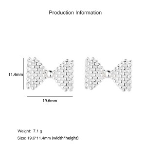 925 Sterling Silver Micro-Bead Textured Bow Stud Earring 40400130 925 Sterling Silver Micro-Bead Textured Bow Stud Earring 40400130