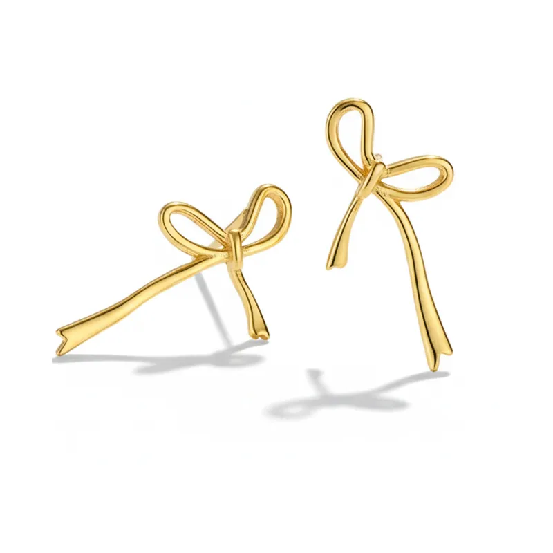 925 Sterling Silver Wire Bow Stud Earring 40400131