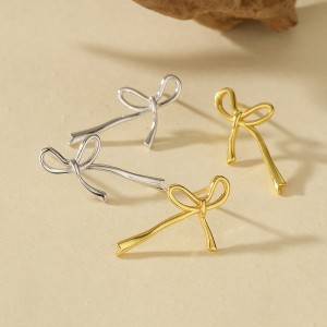 925 Sterling Silver Wire Bow Stud Earring 40400131 925 Sterling Silver Wire Bow Stud Earring 40400131