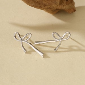 925 Sterling Silver Wire Bow Stud Earring 40400131 925 Sterling Silver Wire Bow Stud Earring 40400131