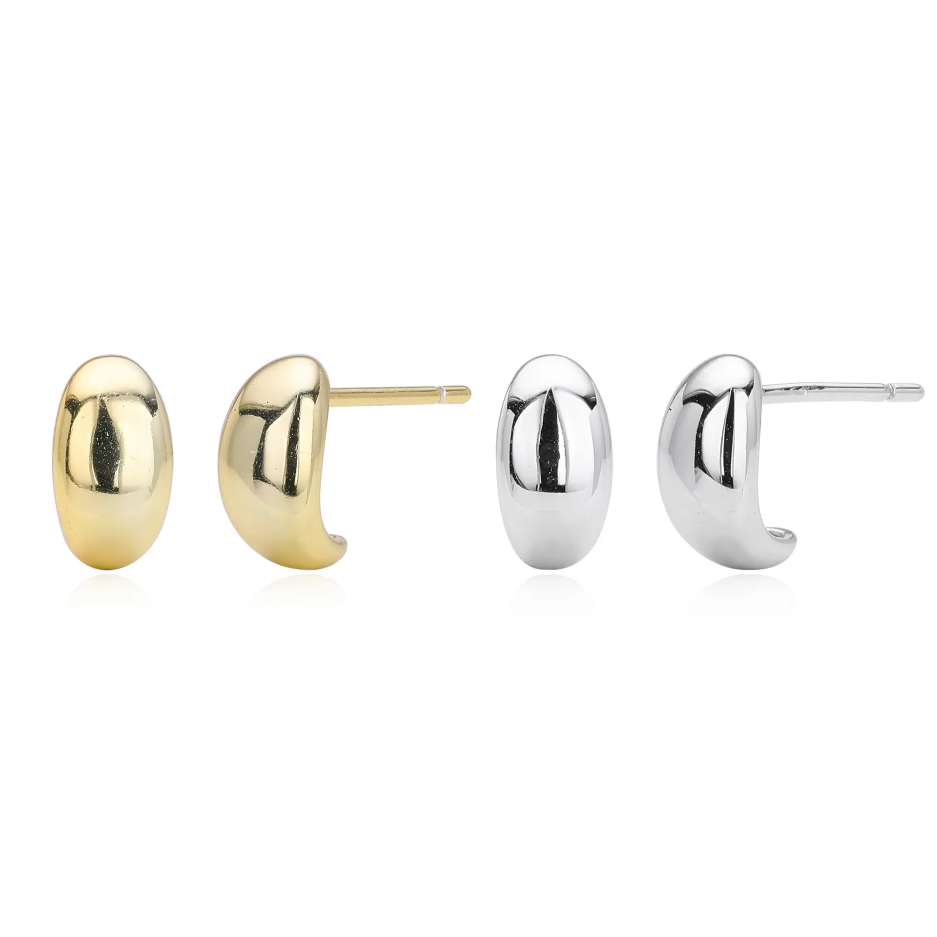 925 Sterling Silver Smooth Bean Stud Earrings 40400132 925 Sterling Silver Smooth Bean Stud Earrings 40400132