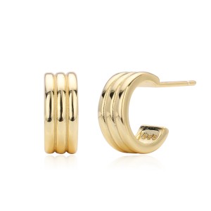 925 Sterling Silver Triple Band C-Stud Earrings 40400133