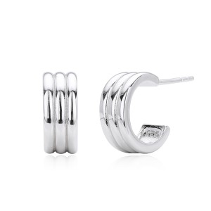 925 Sterling Silver Triple Band C-Stud Earrings 40400133