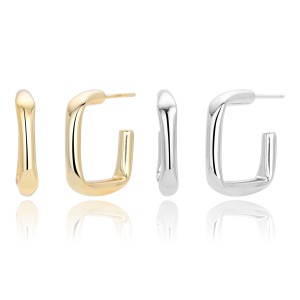 925 Sterling Silver Minimalist Hollow Tube C-Stud Earrings 40400134 925 Sterling Silver Minimalist Hollow Tube C-Stud Earrings 40400134