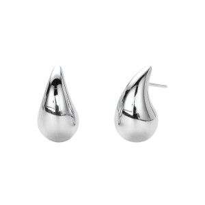 925 Sterling Silver Solid Sculptural Raindrop Stud Earrings 40400135