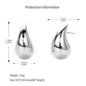 925 Sterling Silver Solid Sculptural Raindrop Stud Earrings 40400135