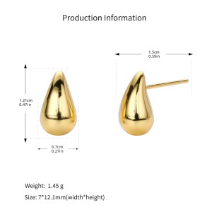 925 Sterling Silver Solid Sculptural Raindrop Stud Earrings 40400135
