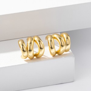 925 Sterling Silver Triple Ridge C-Hoop Stud Earrings 40400136 925 Sterling Silver Triple Ridge C-Hoop Stud Earrings 40400136