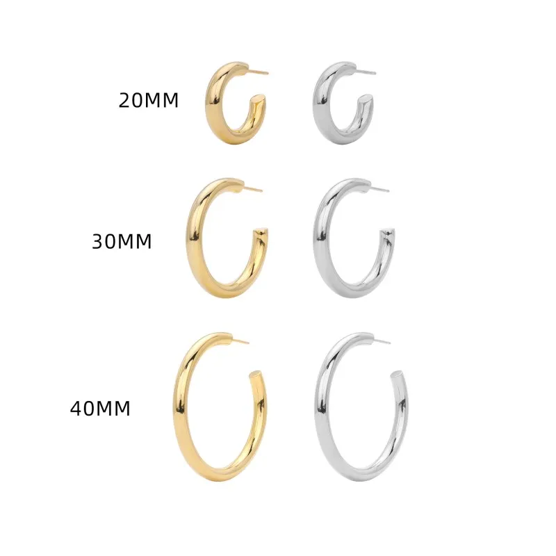 925 Sterling Silver Polished Chunky C-Hoop Earrings 40400137