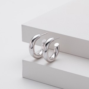 925 Sterling Silver Polished Chunky C-Hoop Earrings 40400137