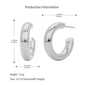 925 Sterling Silver Polished Chunky C-Hoop Earrings 40400137