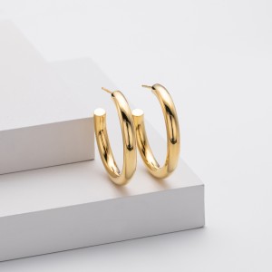 925 Sterling Silver Polished Chunky C-Hoop Earrings 40400137