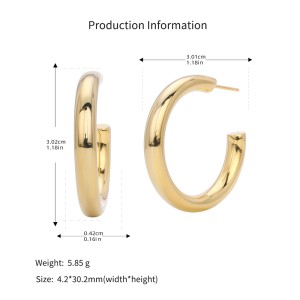 925 Sterling Silver Polished Chunky C-Hoop Earrings 40400137