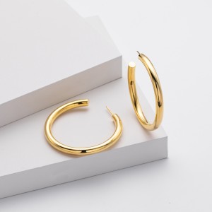 925 Sterling Silver Polished Chunky C-Hoop Earrings 40400137