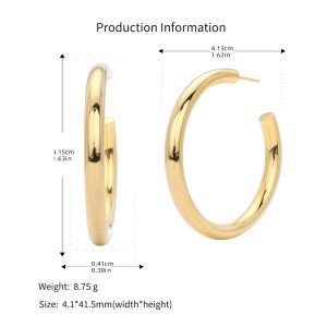 925 Sterling Silver Polished Chunky C-Hoop Earrings 40400137