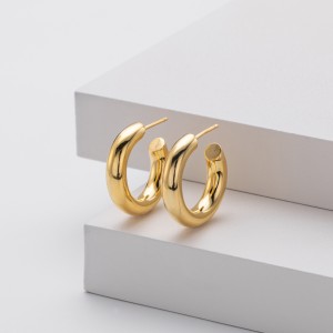 925 Sterling Silver Polished Chunky C-Hoop Earrings 40400137